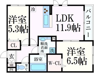 摂津本山駅 徒歩10分 2階の物件間取画像